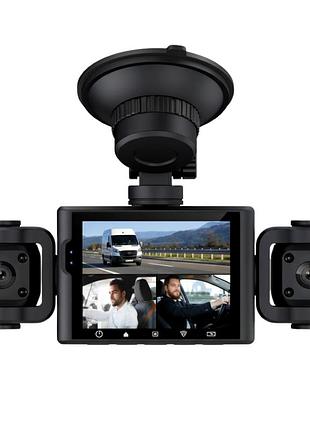 Автомобільний відеореєстратор 3 камери full hd wi fi usb microsd чорний модель ts-5561