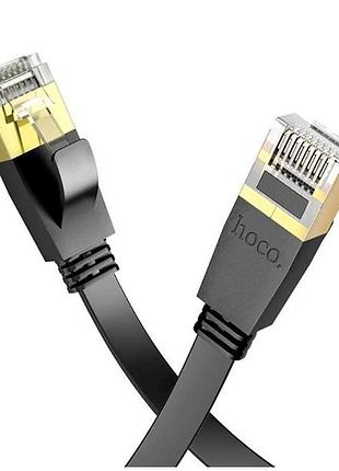 Кабель hoco us07 чистий мідь плоский ethernet rj45 10 м чорний
