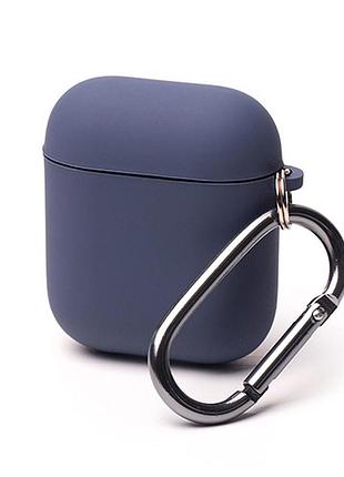 Чехол silicone case microfiber для airpods 1/2 - midnight blue