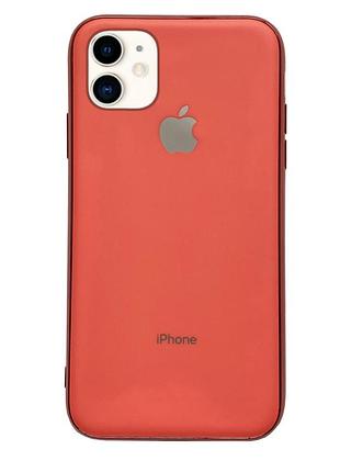 Чохол silicone glass case для iphone 11 (02) coral кораловий
