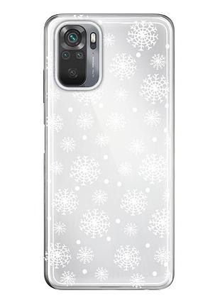 Чохол прозорий новорічний clear для xiaomi redmi note 10 (05) сніжинки