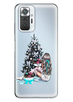 Чехол прозрачный новогодний clear для xiaomi redmi note 10 pro (02) новогодня настроение
