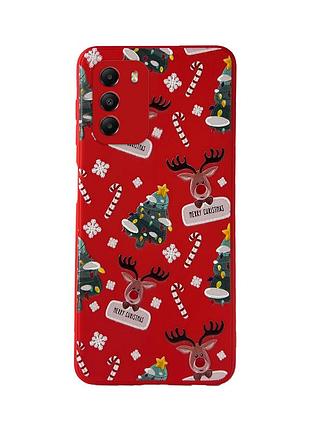 Чехол новогодний tpu для xiaomi poco m3 (08) елка merry christmas красный