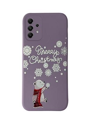 Чехол новогодний tpu для samsung a52 (03) мишка merry christmas фиолетовый