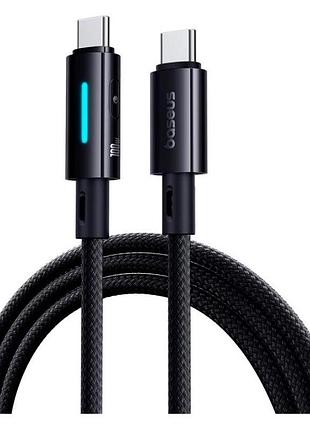 Кабель baseus текстильний 100w usb-c to usb-c з кнопковим керуванням 1 м чорний