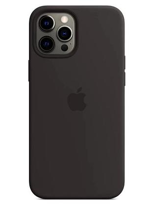 Чехол силиконовый magsafe противоударный для iphone 12 pro max черный