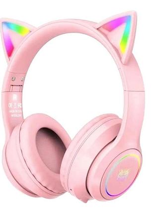 Навушники bluetooth onikuma b90 pink протиударні для мобільних пристроїв рожеві