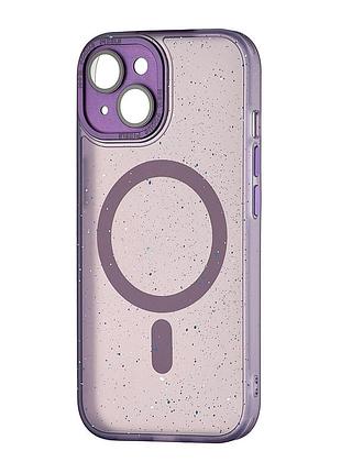 Чехол силиконовый противоударный magsafe для iphone 15 фиолетовый серия splatter