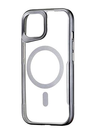 Чохол metal frame з magsafe протиударний для iphone 15 чорний