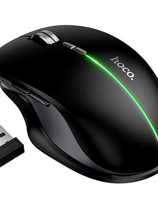 Беспроводная мышь hoco gm40 dixon rgb оптическая 800/1200/1600 для пк черная с подсветкой перезаряжаемая