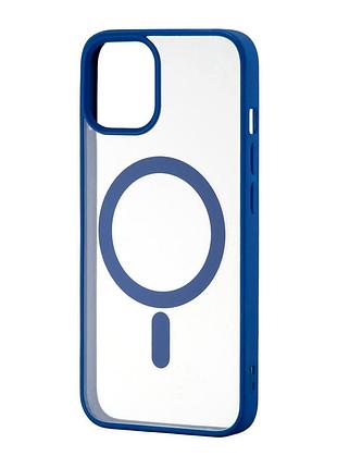 Чехол color edge magsafe противоударный для iphone 14 темно-синий силикон