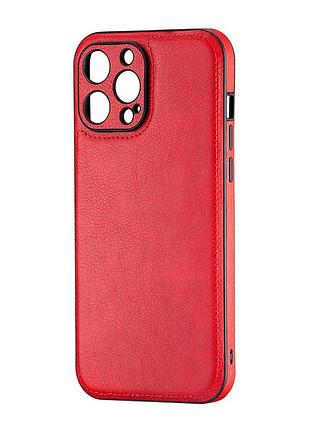 Чехол jinduka leather protected camera для iphone 13 pro max кожзам защита камеры красный