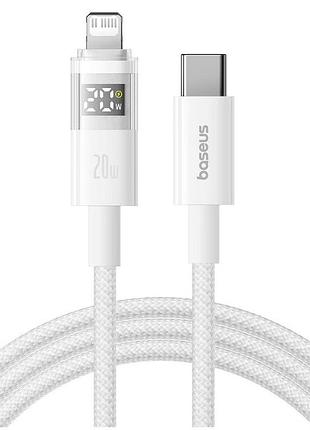 Кабель baseus текстильная оплётка 20w для iphone и type-c 2м белый