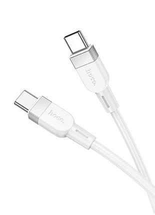 Кабель hoco x109 силиконовый type-c к type-c 60w черный с защитой от изломов