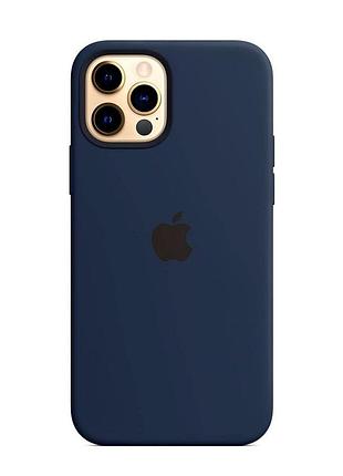 Чехол силиконовый magsafe противоударный для iphone 12 pro max темно-синий