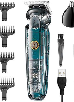 Беспроводной триммер для волос с 5 насадками и usb, vgr v949 / мужской триммер