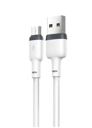 Кабель liquid silicone micro usb 2.4a для пристроїв xo білий