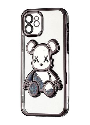 Чехол силиконовый с защитой камеры для iphone 12 черный противоударный shining bear case