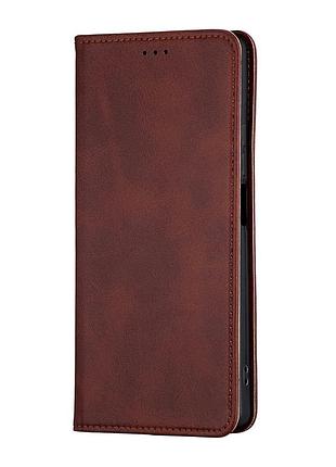 Чехол-книжка кожзам противоударный для redmi note 13 5g темно-коричневый