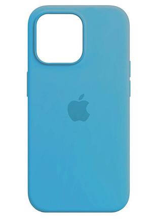 Чехол силиконовый противоударный для iphone 14 pro защита камеры синий