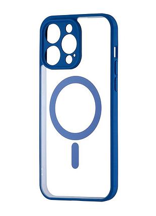 Чехол силиконовый color edge с magsafe защита камеры для iphone 15 pro max темно-синий