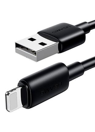 Кабель usams sj709 lightning 2.4a для iphone черный противоударный 1.2 м