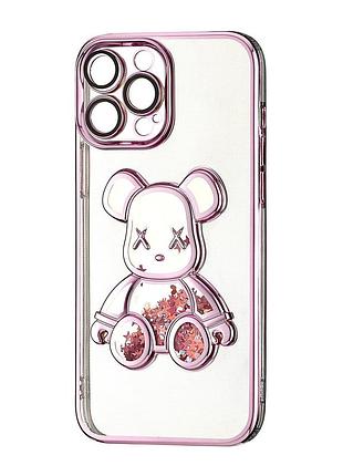 Чехол силикон противоударный для iphone 13 pro max розовый shining bear case