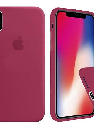 Чехол silicone full case для iphone x/xs rose red бордовый