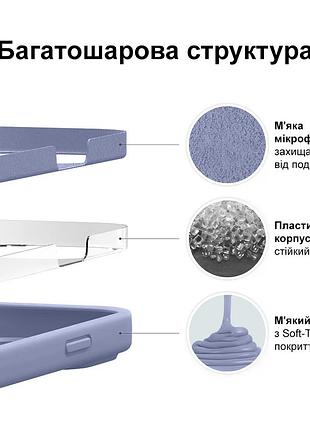 Чехол kassel silicone full case protective для iphone 16 с микрофиброй серый lavender gray 3