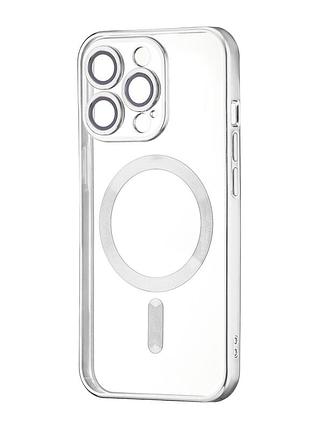 Чехол ductil metallic edge magsafe защита камеры для iphone 14 pro серебро силикон