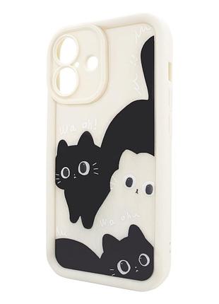 Чехол для iphone 16 pretty things kitties белый защитный аксессуар для девушек и детей