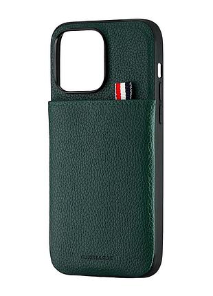 Чехол jinduka leather pocket противоударный для iphone 14 pro max зеленый