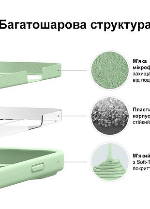 Чехол kassel silicone full case protective для iphone 15 pro max с микрофиброй фисташковый pistachio 3