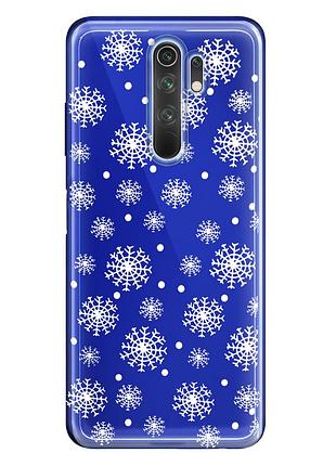 Чехол прозрачный новогодний clear для xiaomi redmi 9 (05) снежинки