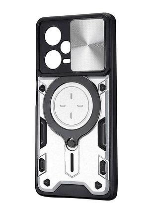 Чехол full protection js magnetic для redmi note 12 pro plus противоударный поликарбонат серебро