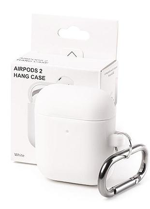 Чехол silicone case color box (карабін) для airpods 1/2 - white