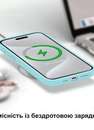 Чехол kassel silicone full case protective для iphone 16 с микрофиброй голубой cyan 8
