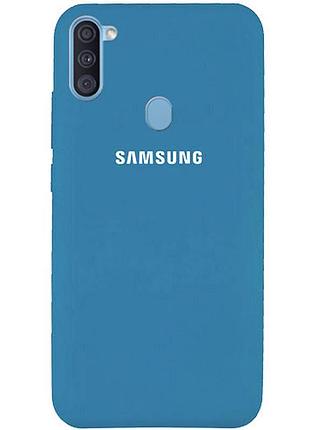 Чехол silicone case для samsung premium a11 azure (10) синий