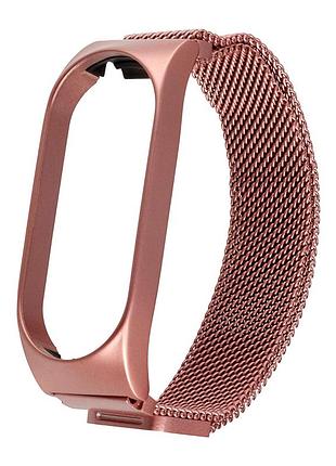 Ремешок из нержавеющей стали с магнитным замком для mi band 7 розовое золото