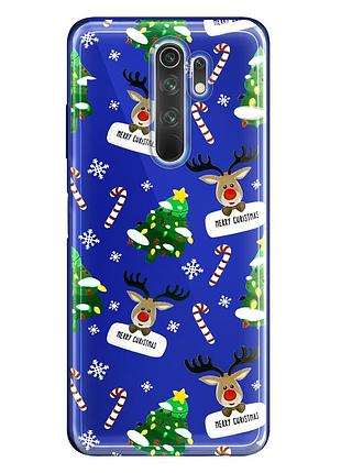 Чехол прозрачный новогодний clear для xiaomi redmi 9 (03) new year