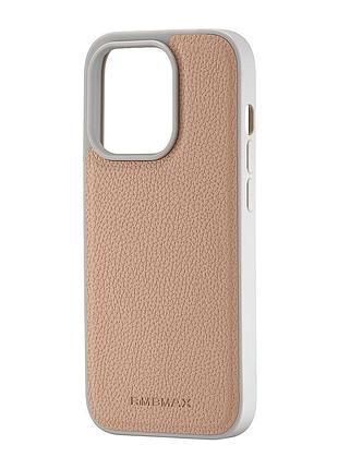 Чехол jinduka leather case magsafe противоударный для iphone 14 pro бежевый