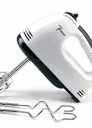 Миксер ручной 260вт 7 скоростей для взбивания и смешивания domotec r6633b белый