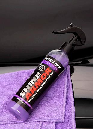 Поліроль shine armor 236 мл для кузова автомобіля з мікрофібровою серветкою для видалення подряпин і відновлення блиску