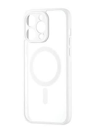 Чехол силиконовый color edge с magsafe защита камеры для iphone 15 pro max белый