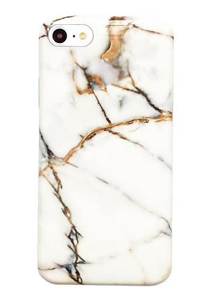 Чехол силиконовый мраморный для iphone 6/6s (02) gold золотой