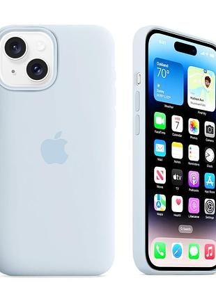 Чехол kassel silicone full case protective для iphone 15 с микрофиброй голубой mist blue