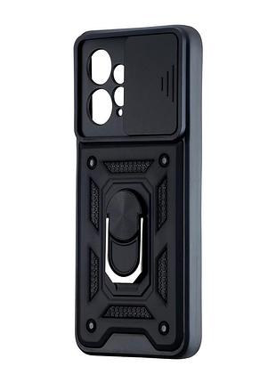 Чехол поликарбонат противоударный для redmi note 12 4g черный full protection с кольцом