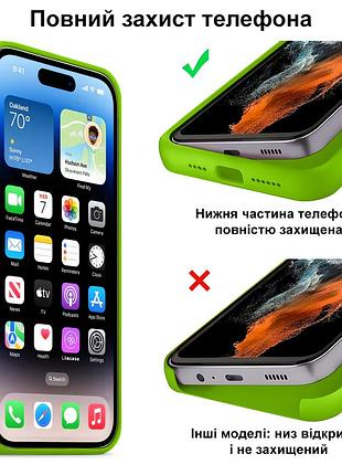 Чехол kassel silicone full case protective для iphone 13 с микрофиброй зеленый green 6