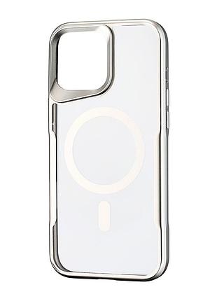 Чохол metal frame з magsafe протиударний для iphone 16 pro max темно-сірий