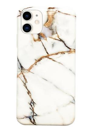 Чехол силиконовый мраморный для iphone 12 (02) gold золотой